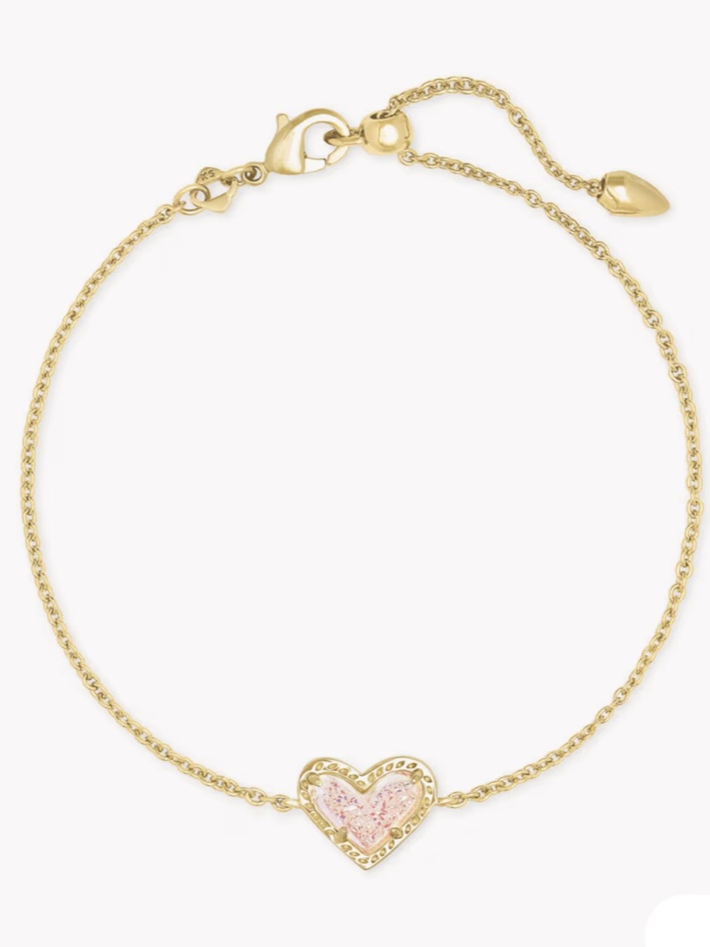 NWT Kendra Scott Ari Heart Gold Chain Bracelet in Iridescent Drusy - Picture 3 of 9